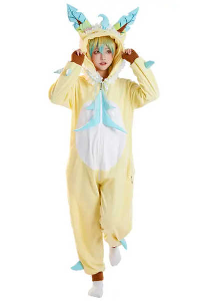 Combinaison Pyjama Halloween Dérivé Leafeon Une Pièce Vêtement de Nuit