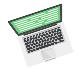Open laptop with a green screen
