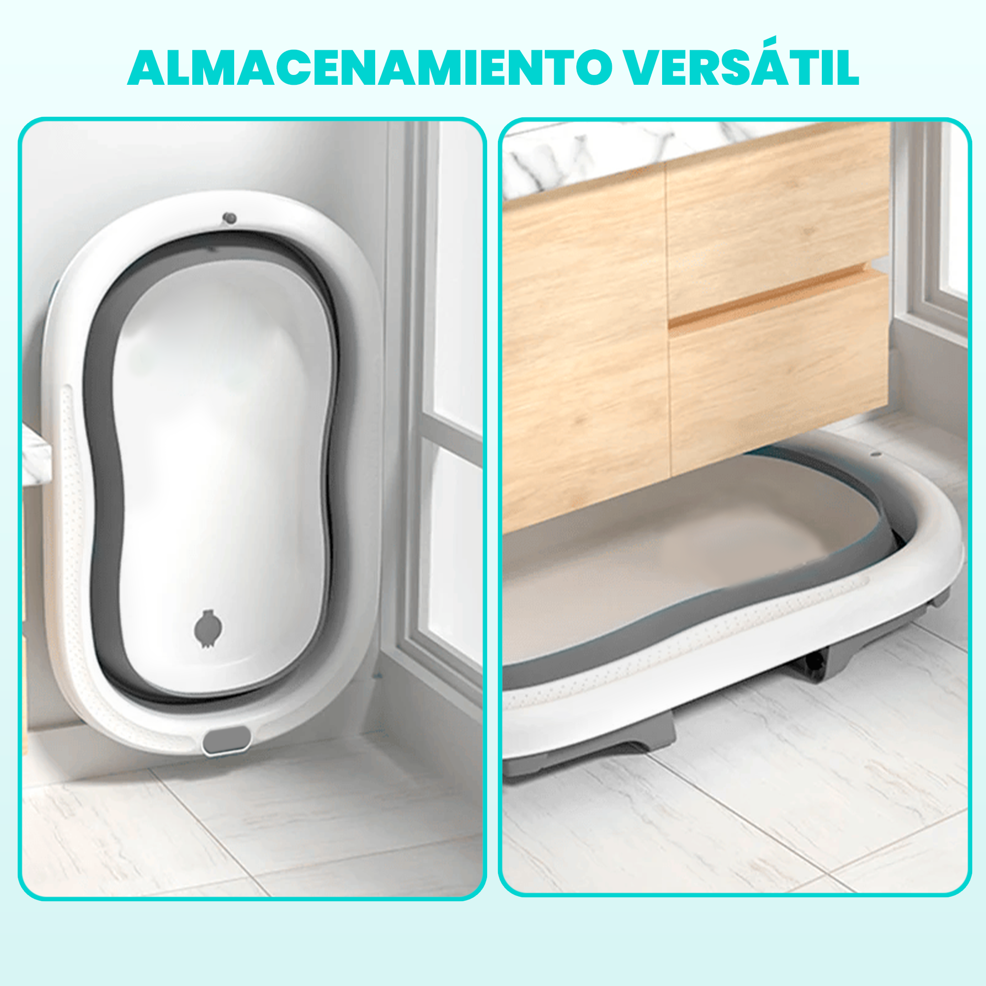 JUPPL­IES Folda­ble Baby Bath with Ergon­omic Cushi­on, Digit­al Therm­omete­r and Non-S­lip Feet - Imagen 2