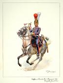 Photo 1 : Trompette en grande tenue des Chasseurs à cheval du Roi, 1er régiment, 1814.