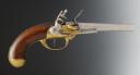 FLINTLOCK CAVALRY PISTOL, 1777 pattern, box lock, second type. Manufactured in the year 1785 at the Saint Etienne Arsenal. First Republic Directorate. 34602.