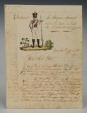 Photo 2 : ILLUSTRATED LETTER FROM JAQUES CHAUVET, soldier in the Legion of Gard, 1st Battalion, 2nd Company, addressed to his father in St Laurent d'Aigouze (Gard), on June 17, 1820. 18880-2
