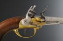 Photo 3 : FLINTLOCK CAVALRY PISTOL, 1777 pattern, box lock, second type. Manufactured in the year 1785 at the Saint Etienne Arsenal. First Republic Directorate. 34602.