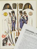 Photo 1 : L'ARMÉE FRANÇAISE Planche N° 40 : "GRENADIERS À PIED DE LA GARDE - 1800-1815" par Lucien ROUSSELOT et sa fiche explicative.