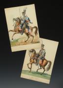 GENTY, CAVALERIE PRUSSIENNE, Hussards de Brandebourg : Deux aquarelles originales, Premier Empire.