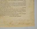 Photo 3 : Émigrés. CERTIFICATE OF APPOINTMENT AS STANDARD BEARER FOR THE BODY OF ORDNANCE COMPANIES OF INFANTRY ARMS TO MR. LA BLOSSIÈRE, Second Lieutenant of Infantry, awarded in Coblence on February 10, 1792. 18913-10