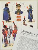 Photo 1 : L'ARMÉE FRANÇAISE Planche N° 52 : "ARTILLERIE À CHEVAL - Officiers et Trompettes - 1804-1815" par Lucien ROUSSELOT et sa fiche explicative.