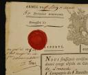 Photo 2 : Army of the Rhine and Moselle. ABSOLUTE LEAVE GRANTED TO CITIZEN FRANÇOIS LOMBART, of the 31st Infantry Half-Brigade, 5 Pluviôse year 5 (January 24, 1797). 18908-21