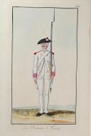Photo 1 : Nicolas Hoffmann, Régiment d'Infanterie (Touraine), au règlement de 1786.