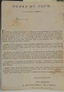 LAST PROCLAMATION OF NAPOLEON BONAPARTE TO HIS TROOPS BEFORE WATERLOO in Avesnes on June 14, 1815. 18887-9