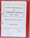 Photo 2 : PELLATON (Frédéric) - " Aide-mémoire sur l’armement fédéral 1917-1975 " - Texte dactylographié – Sous classeur rouge – Switzerland