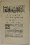 Photo 1 : RÈGLEMENT concernant les nouvelles Écoles Royales-militaires. Du 28 mars 1776. 24 pages