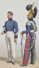 Photo 2 : 1828 Garde Royale. Train d'Artillerie. Officier, Maréchal des Logis, Maréchal des Logis-Chef.
