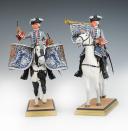 Photo 3 : GEORGES FOUILLÉ, painter of the Navy. (1909-1994): 2 RIDERS, TRUMPETER AND DRUMMER OF THE KING'S GUARDS OF THE MILITARY HOUSE OF THE KING 1740, Former Monarchy, 20th century. 255/256-28020JC