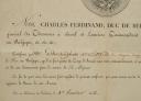 Photo 3 : SERVICE CERTIFICATE OF MR. D'HERBUIGHAN, King's Bodyguard in the Company of Luxembourg, Restoration. 29857