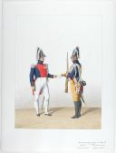 Photo 1 : 1830. Gendarmerie Royale des Départements. Colonel en tenue de societé, Gendarme à Pied en grande tenue.