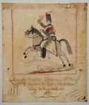 REGIMENTAL MEMORABILIA: WATERCOLOR IN COLOR DEPICTING AUGUSTE MERCIER, Soldier in the 3rd Company of the 4th Squadron of the Artillery Train in 1833. 18880-10