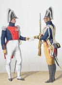 Photo 2 : 1830. Gendarmerie Royale des Départements. Colonel en tenue de societé, Gendarme à Pied en grande tenue.