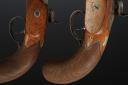 Photo 12 : SET OF PERCUSSION DUELING PISTOLS, signed "RUBANS D'ACIER", July Monarchy - Second Empire. 29537R