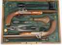 Photo 3 : SET OF PERCUSSION DUELING PISTOLS, signed "RUBANS D'ACIER", July Monarchy - Second Empire. 29537R