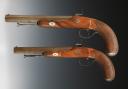 Photo 9 : SET OF PERCUSSION DUELING PISTOLS, signed "RUBANS D'ACIER", July Monarchy - Second Empire. 29537R