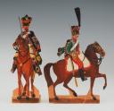 8ème RÉGIMENT DE HUSSARDS PREMIER EMPIRE : SOLDATS DE STRASBOURG FIGURINE DE CARTE EN CARTON gouaché par la famille WURTZ, deuxième tiers du XIXème siècle, vers 1815-1848. 31156-31