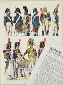 Photo 1 : L'ARMÉE FRANÇAISE Planche N° 63 : "GRENADIERS À PIED DE LA GARDE - Tête de colonne - 1800-1815" par Lucien ROUSSELOT et sa fiche explicative.