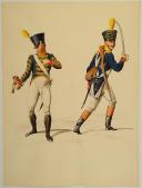 Photo 1 : ROUSSELOT Lucien AQUARELLE ORIGINALE, MUSICIEN D'INFANTERIE DE LIGNE, D'APRÈS CARLE VERNET, RÉGLEMENT DE 1812 PAR BARDIN.