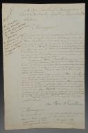 LETTER FROM WIDOW BESSON, cantinière, TO GENERAL BERTRAND, Grand Marshal of the Palace, in which she requests a position as a cantinière at the 4th Hussars, May 16, 1815. 18906-41