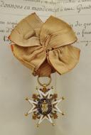 Photo 2 : OFFICER'S CROSS OF THE ORDER OF SAINT-LOUIS AND DIPLOMA OF FIRST LIEUTENANT AUBERT SEND OF THE REGIMENT OF THE COLONEL GENERAL OF HUSSARDS, Ancienne Monarchy, reign of Louis XVI, 1791. 26828