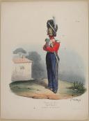 Photo 1 : BELLANGÉ - " Régiments Suisses (Garde Royale), Capitaine de Grenadiers " - Gravure - n° 29 - Restauration 