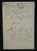 Photo 2 : 9th Light Infantry Regiment. LOT OF TWO DOCUMENTS: DEPARTURE ORDER OF TWO CAPTAINS signed by Hippolite Cazeaux (December 19, 1803) and ACCOMPANYING LETTER OF PROPOSALS FOR REPLACEMENT OF SIX OFFICERS signed by Colonel Meunier (May 2, 1804).18909-23