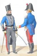 1816. Hussards. Lieutenant Adjudant-Major, Sous-Lieutenant en tenue de ville (1er Régiment - du Jura).