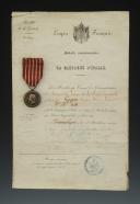 Photo 1 : MÉDAILLE COMMÉMORATIVE DE LA CAMPAGNE D'ITALIE, ATTRIBUÉE À CONSTANT GUYON, lancier de la Garde Impériale, médaille créée en 1859, Second Empire.