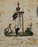LETTER WITH COLOR VIGNETTES OF THE IMPERIAL GUARD GRENADIERS - SOLDIER MICHEL LA SOUCHE'S RIFLEMAN, of the 6th Regiment in Vourbevoie, TO HIS PARENTS, March 30, 1812. 18880-14