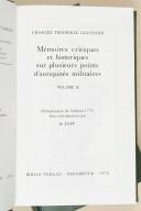 Photo 1 : Guichard (Charles Théophile). Mémoires critiques et historiques sur plusieurs points d’antiquité militaire.