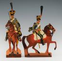 11ème RÉGIMENT DE HUSSARDS PREMIER EMPIRE : SOLDATS DE STRASBOURG FIGURINE DE CARTE EN CARTON gouaché par la famille WURTZ, deuxième tiers du XIXème siècle, vers 1815-1848.  31156-34