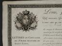 Photo 2 : LETTRES DE CHEVALIER DE L'ORDRE MILITAIRE DE SAINT LOUIS EN FAVEUR DU COMTE DE ROCHECHOUART, lieutenant de la 2ème Compagnie des Mousquetaires du Roi, Restauration. 29238-6