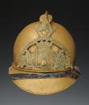 Photo 1 : HELMET OF FIREFIGHTERS OF THE COMMUNE OF MONCONTOUR, type 1923, Third Republic. 25439