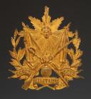 PLAQUE DE SHAKO DE L'ÉCOLE SPÉCIALE MILITAIRE DE SAINT-CYR, modèle 1871, Troisième République. 27824