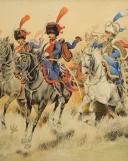 Photo 2 : JULES ROUFFET - ARTILLERIE À CHEVAL DE LA GARDE IMPÉRIALE Premier Empire : Encre aquarellée sur papier, Début XXème siècle.  32635