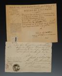 État-major prussien, Paris 1815. LOT DE DEUX BILLETS, L'UN LE LOGEMENT DE SOLDATS, L'AUTRE POUR DES VÊTEMENTS. 18906-28