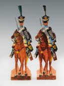 13ème et 14ème RÉGIMENTS DE HUSSARDS PREMIER EMPIRE : SOLDATS DE STRASBOURG FIGURINE DE CARTE EN CARTON gouaché par la famille WURTZ, deuxième tiers du XIXème siècle, vers 1815-1848. 31156-36