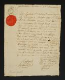 Gendarmerie Nationale 35e Division. ATTESTATION DE SERVICES DÉLIVRÉE PAR LE LIEUTENANT COLONEL ROSSIGNOL* À CHARLES THEODORE MEUNIER, 25 juin 1793. 18915-1