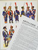 Photo 1 : L'ARMÉE FRANÇAISE Planche N° 66 : "ARTILLERIE À PIED - 1804-1815 (II)" par Lucien ROUSSELOT et sa fiche explicative.