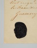 Photo 2 : Émigrés. SERVICE CERTIFICATE SIGNED BY BARON DE LA GARDE ISSUED TO LOUIS DE LA PERRIÈRE, Guernsey January 5, 1815. 18913-35