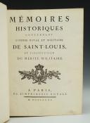 Photo 4 : MESLIN ANTOINE-JEAN : MÉMOIRES HISTORIQUES CONCERNANT L'ORDRE ROYAL ET MILITAIRE DE SAINT-LOUIS, ET L'INSTITUTION DU MÉRITE MILITAIRE, 1785.