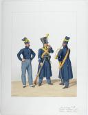 Photo 1 : 1830. Gendarmerie Royale. Bataillon de Voltigeurs Corses. Gendarme, Caporal, Clairon.