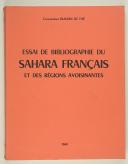 BLAUDIN DE THE. Essai de bibliographie du Sahara et des régions avoisinantes.