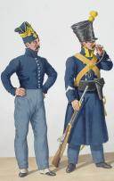Photo 2 : 1830. Gendarmerie Royale. Bataillon de Voltigeurs Corses. Gendarme, Caporal, Clairon.